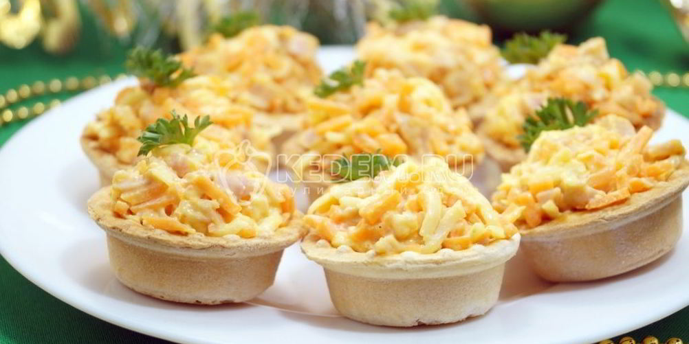 Как приготовить салат в тарталетках новогодний сувенир