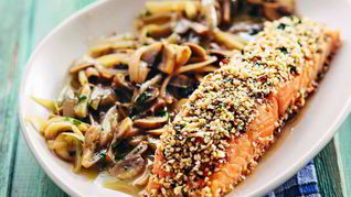 Рецепт Лосося с грибным винегретом