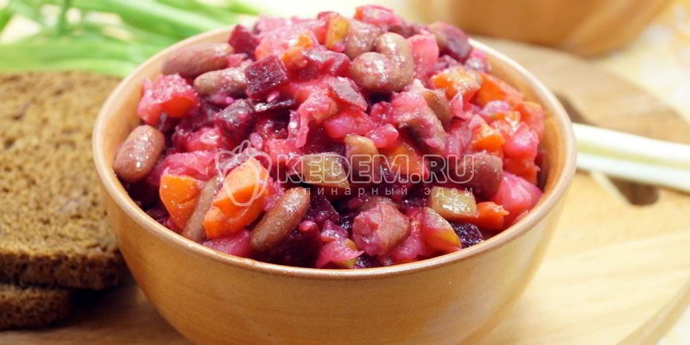 Как приготовить винегрет классический с фасолью