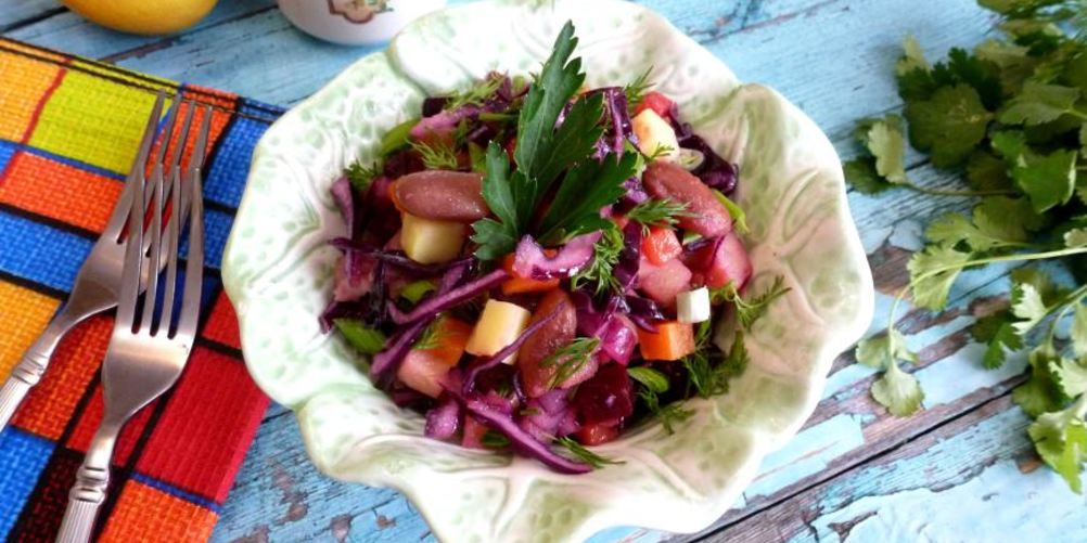 Как приготовить винегрет с фасолью и красной капустой