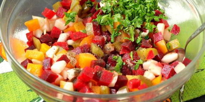 Рецепт винегрета с маринованной тыквой