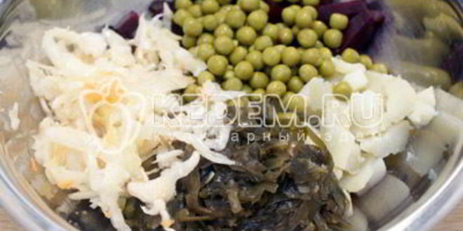 Рецепт винегрета с морской капустой