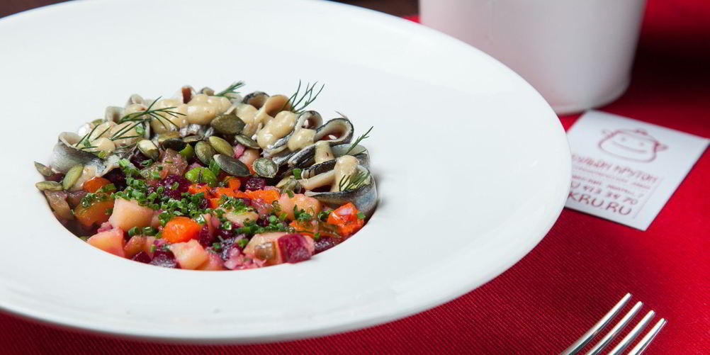 Как приготовить винегрет с тыквой и килькой