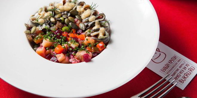 Рецепт винегрета с тыквой и килькой