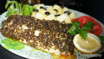 Рецепт Рыбы, запеченной под соусом Песто