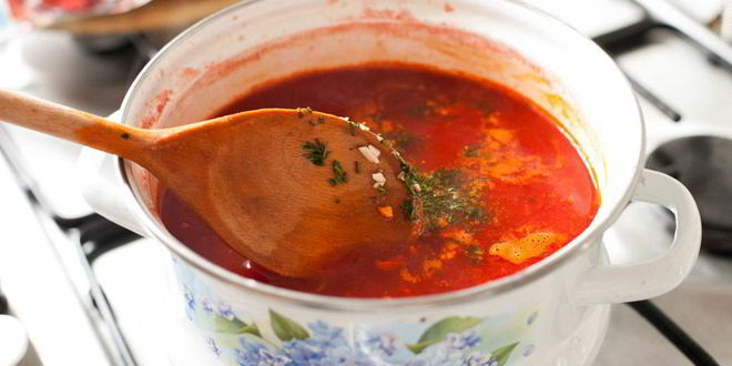 Рецепт борща с белыми грибами