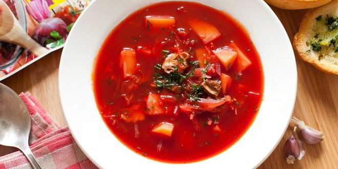 Рецепт борща с белыми грибами