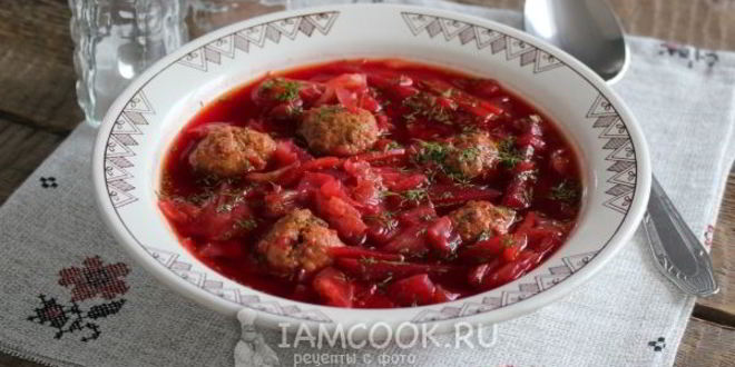 Рецепт борща с фрикадельками в мультиварке