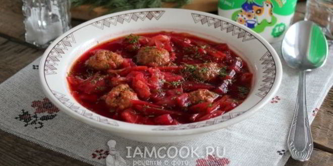 Рецепт борща с фрикадельками в мультиварке