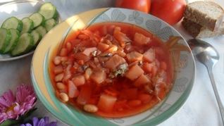 Рецепт Борща с килькой в томате и фасолью
