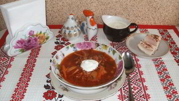 Рецепт Борща с салом