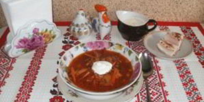 Рецепт борща с салом
