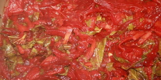 Рецепт борща с виноградными листьями