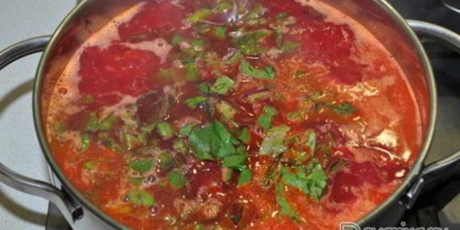 Рецепт борща со свекольной ботвой