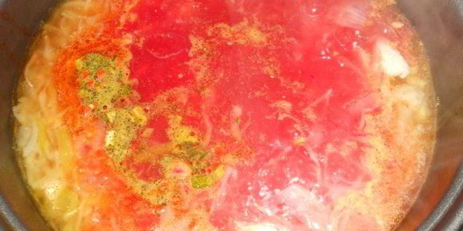 Рецепт борща со свининой на утином жире в мультиварке