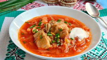 Рецепт Борща со свиными ребрышками и молодыми овощами