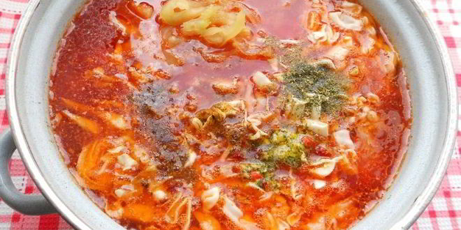 Рецепт борща со свиными ребрышками и молодыми овощами