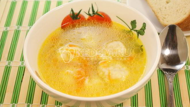 Рецепт Супа с клецками на курином бульоне