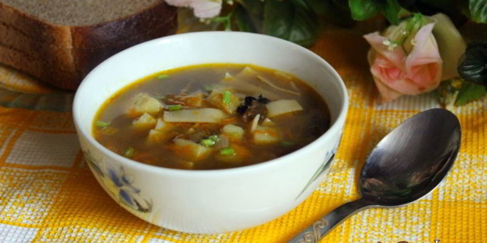 Как приготовить суп с сушеными грибами и лапшой на курином бульоне