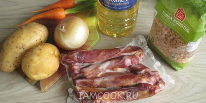 Рецепт горохового супа с копчеными ребрышками в мультиварке