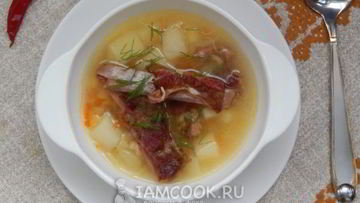 Рецепт Горохового супа с копчеными свиными ребрами