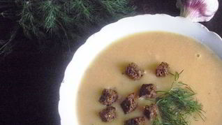 Рецепт Легкого горохового супа с чесночными гренками