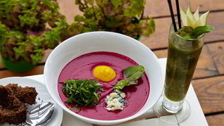 Рецепт Холодного крема-супа из свеклы с щавелем