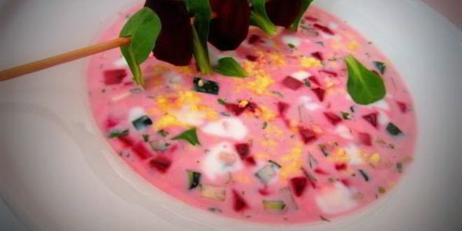 Рецепт летнего холодного супа со свеклой