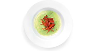 Рецепт Таратора с таном, огурцами, зеленым луком и печеным болгарским перцем