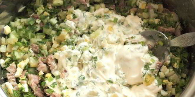 Рецепт мясной окрошки