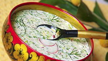 Рецепт Окрошки на кефире с редисом