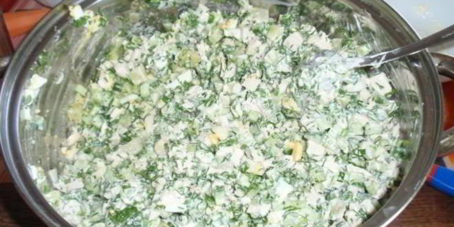 Рецепт окрошки на курином бульоне