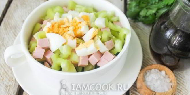 Рецепт окрошки на квасе с колбасой и болгарским перцем