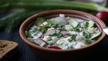 Рецепт Окрошки на квасе с редисом