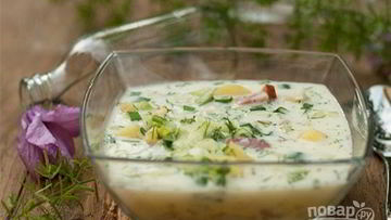 Рецепт Окрошки на минералке и сметане