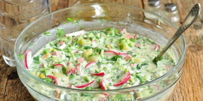 Рецепт окрошки на минералке с майонезом