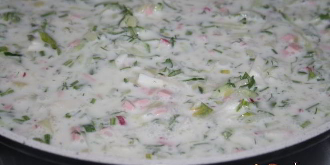 Рецепт окрошки на сметане и айране