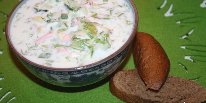 Рецепт окрошки на сметане и айране