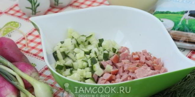 Рецепт окрошки на сыворотке и сметане