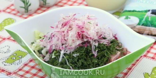 Рецепт окрошки на сыворотке и сметане