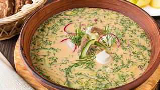 Рецепт Окрошки с говядиной на квасе