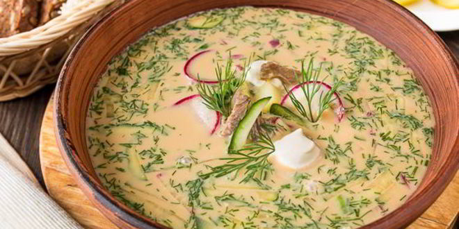 Рецепт окрошки с говядиной на квасе