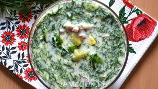 Рецепт Окрошки с колбасой на квасе