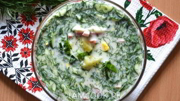 Рецепт Окрошки с колбасой на квасе