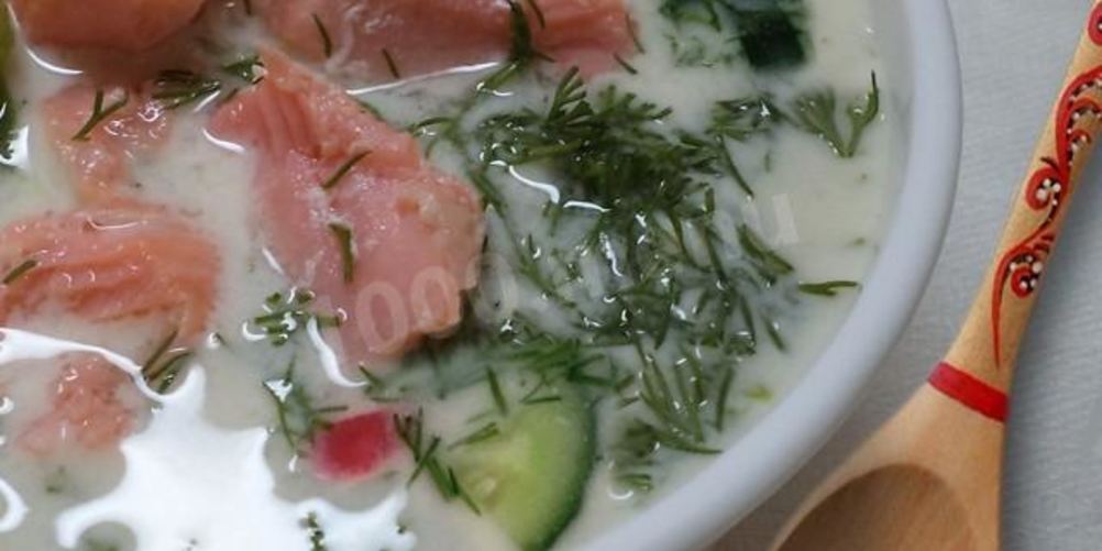 Как приготовить окрошку с красной рыбой на квасе