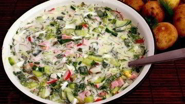 Рецепт Окрошки с редисом и свежей зеленью