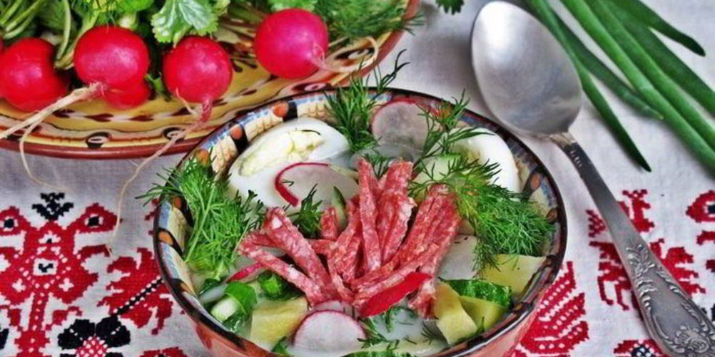 Как приготовить окрошку с салями на йогурте
