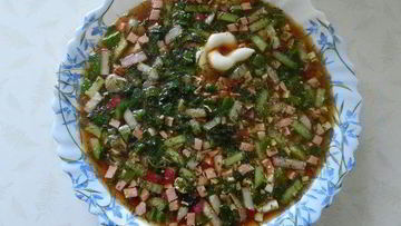 Рецепт Окрошки с вареной колбасой на квасе