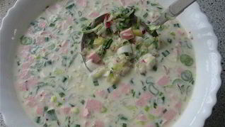 Рецепт Окрошки с зеленым горошком