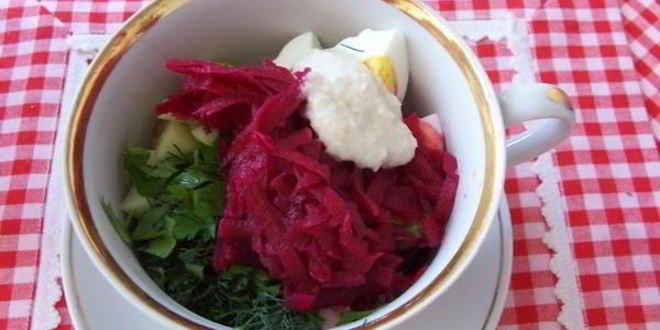 Рецепт окрошки свекольной